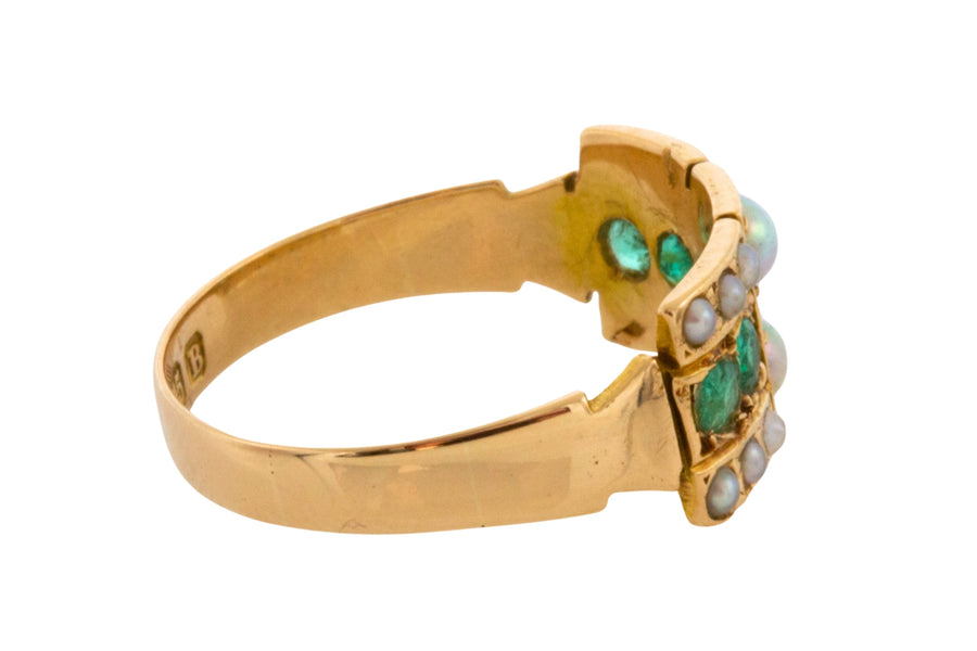 Victorian emerald and pearl ring from 1885-Antique rings-The Antique Ring Shop