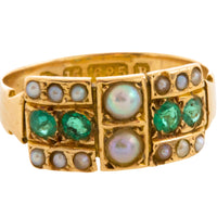 Victorian emerald and pearl ring from 1885-Antique rings-The Antique Ring Shop
