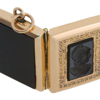 Vintage intaglio photo locket in 14 carat gold-Pendants-The Antique Ring Shop