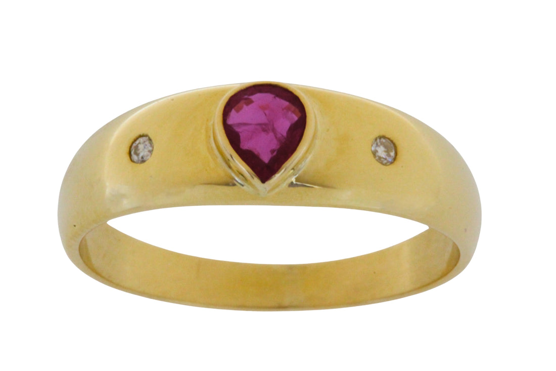 Ruby and diamond ring in 18 carat gold-wedding rings-The Antique Ring Shop