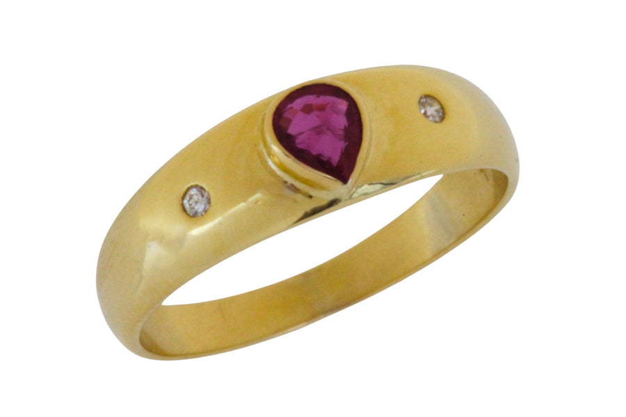 Ruby and diamond ring in 18 carat gold-wedding rings-The Antique Ring Shop