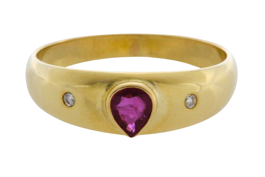Ruby and diamond ring in 18 carat gold-wedding rings-The Antique Ring Shop