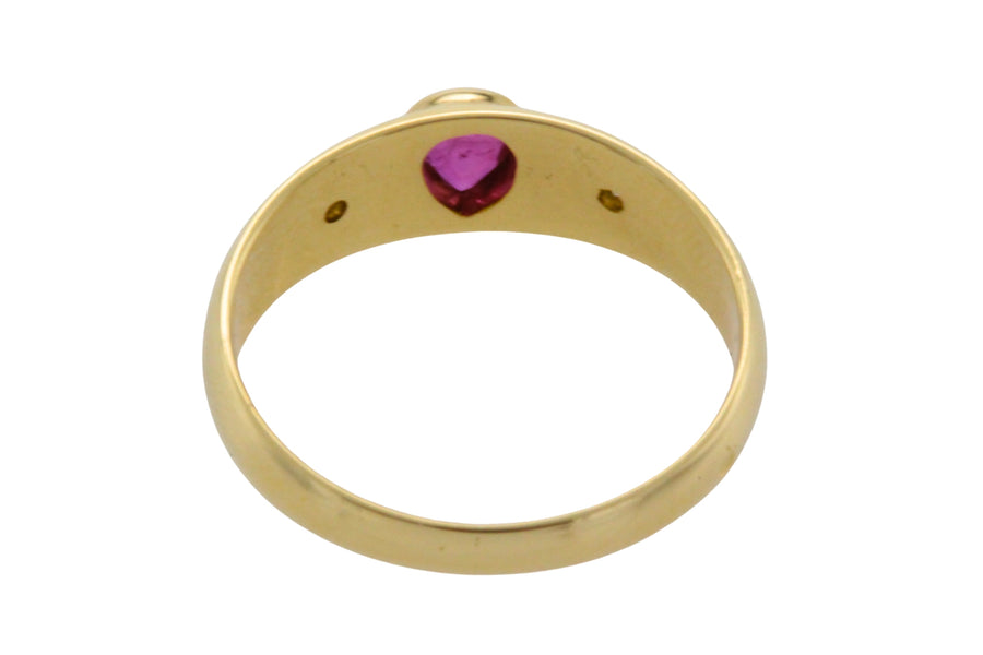 Ruby and diamond ring in 18 carat gold-wedding rings-The Antique Ring Shop