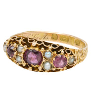 Victorian garnet and pearl ring from 1899-Antique rings-The Antique Ring Shop