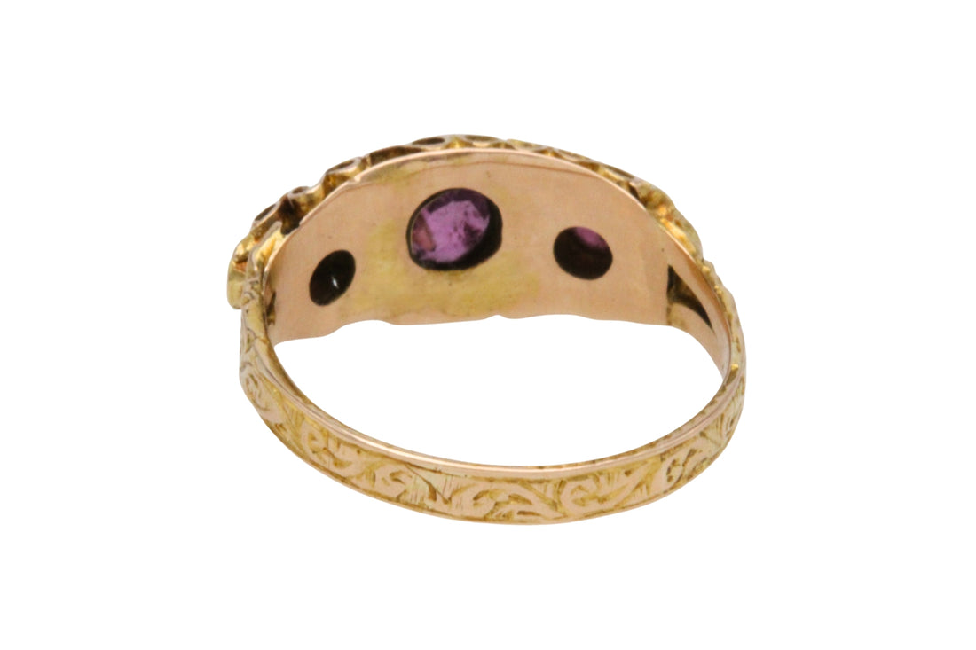 Victorian garnet and pearl ring from 1899-Antique rings-The Antique Ring Shop