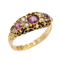 Victorian garnet and pearl ring from 1899-Antique rings-The Antique Ring Shop