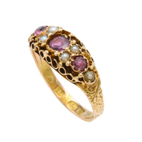 Victorian garnet and pearl ring from 1899-Antique rings-The Antique Ring Shop