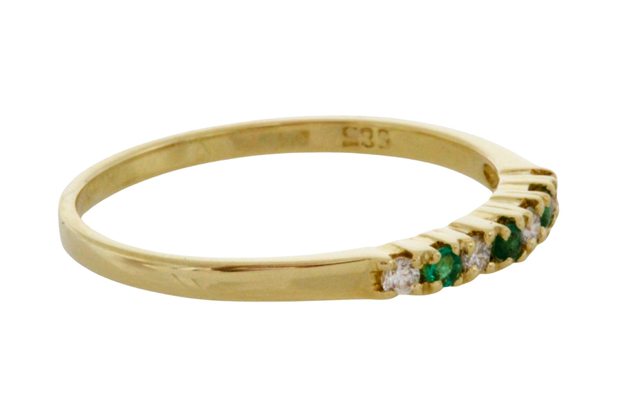 14 carat gold emerald and diamond ring-Vintage Rings-The Antique Ring Shop