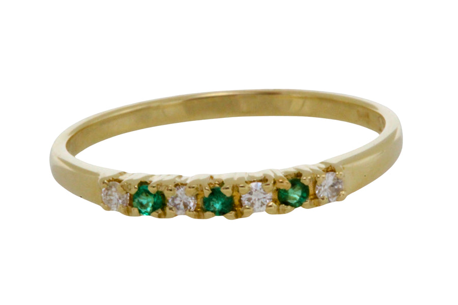 14 carat gold emerald and diamond ring-Vintage Rings-The Antique Ring Shop