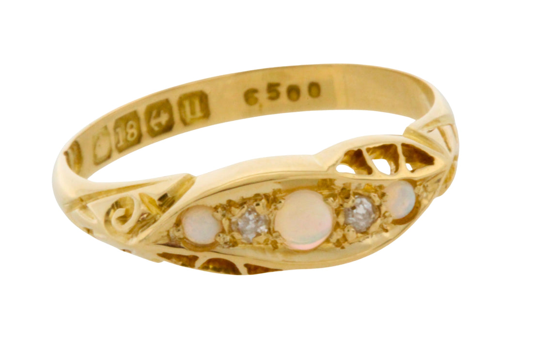 Antique opal and diamond ring from 1919-Antique rings-The Antique Ring Shop