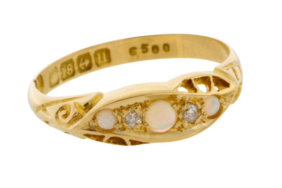 Antique opal and diamond ring from 1919-Antique rings-The Antique Ring Shop