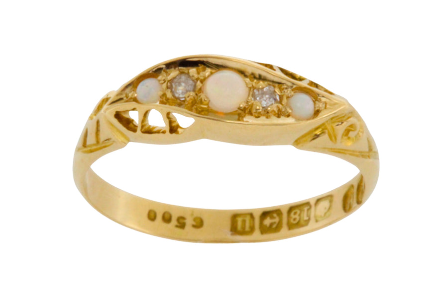 Antique opal and diamond ring from 1919-Antique rings-The Antique Ring Shop