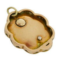 Blue enamel pendant with diamond in silver and gold-Pendants-The Antique Ring Shop