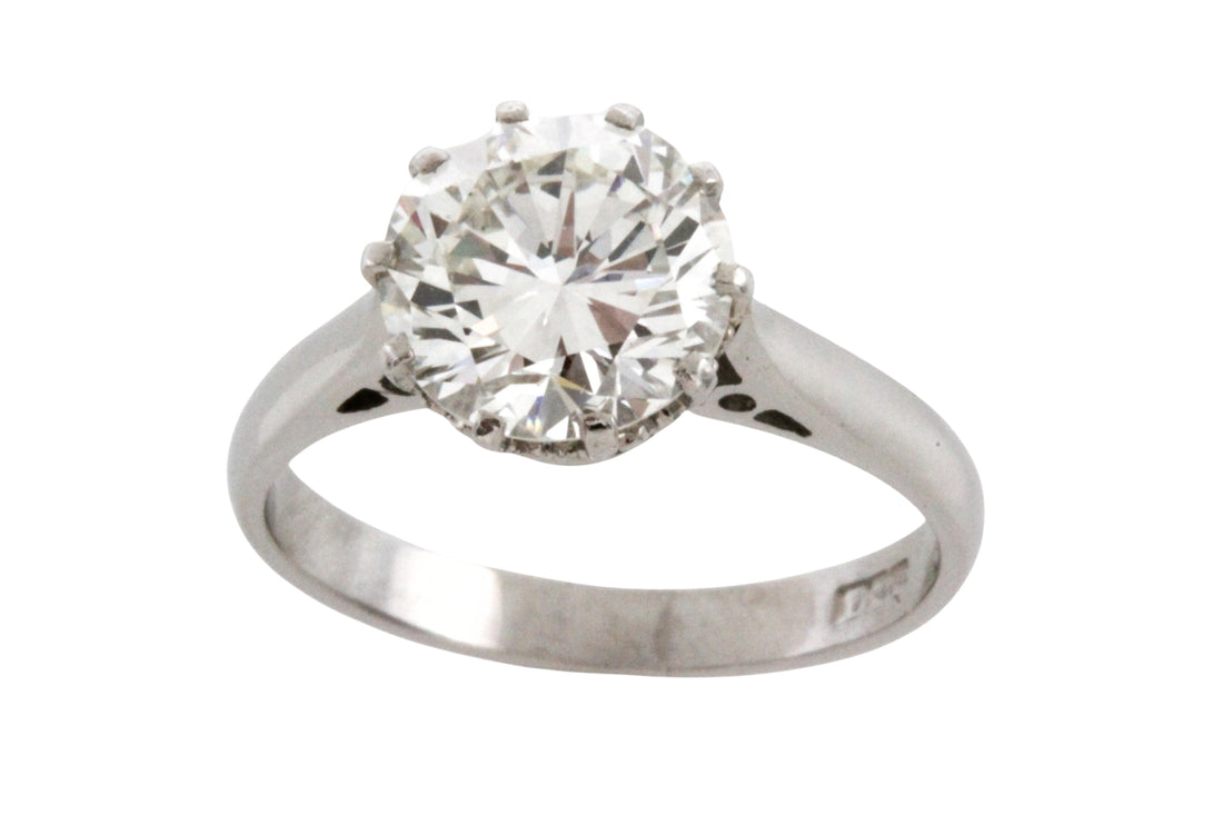 2.51 carat diamond solitaire ring in platinum-engagement rings-The Antique Ring Shop