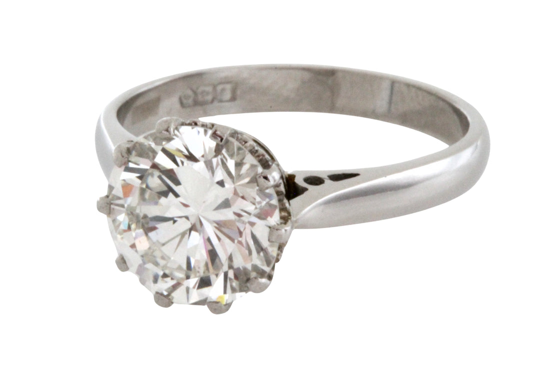 2.51 carat diamond solitaire ring in platinum-engagement rings-The Antique Ring Shop