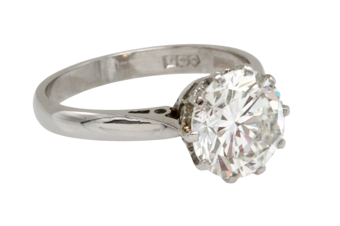 2.51 carat diamond solitaire ring in platinum-engagement rings-The Antique Ring Shop