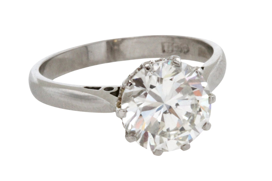 2.51 carat diamond solitaire ring in platinum-engagement rings-The Antique Ring Shop