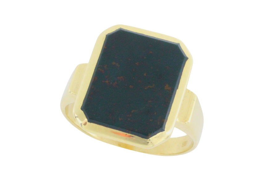 Bloodstone signet ring in 14 carat gold-gents rings-The Antique Ring Shop