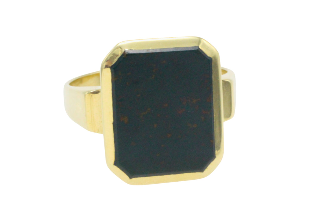 Bloodstone signet ring in 14 carat gold-gents rings-The Antique Ring Shop