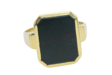 Bloodstone signet ring in 14 carat gold-gents rings-The Antique Ring Shop