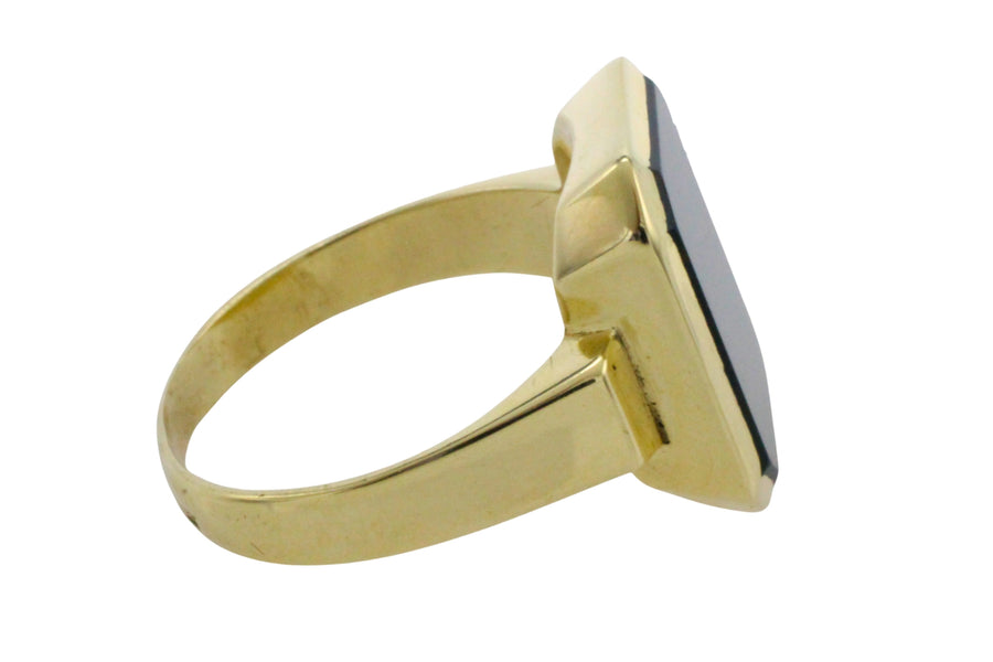 Bloodstone signet ring in 14 carat gold-gents rings-The Antique Ring Shop