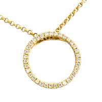 Circular diamond pendant and chain-Pendants-The Antique Ring Shop