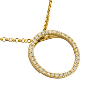 Circular diamond pendant and chain-Pendants-The Antique Ring Shop