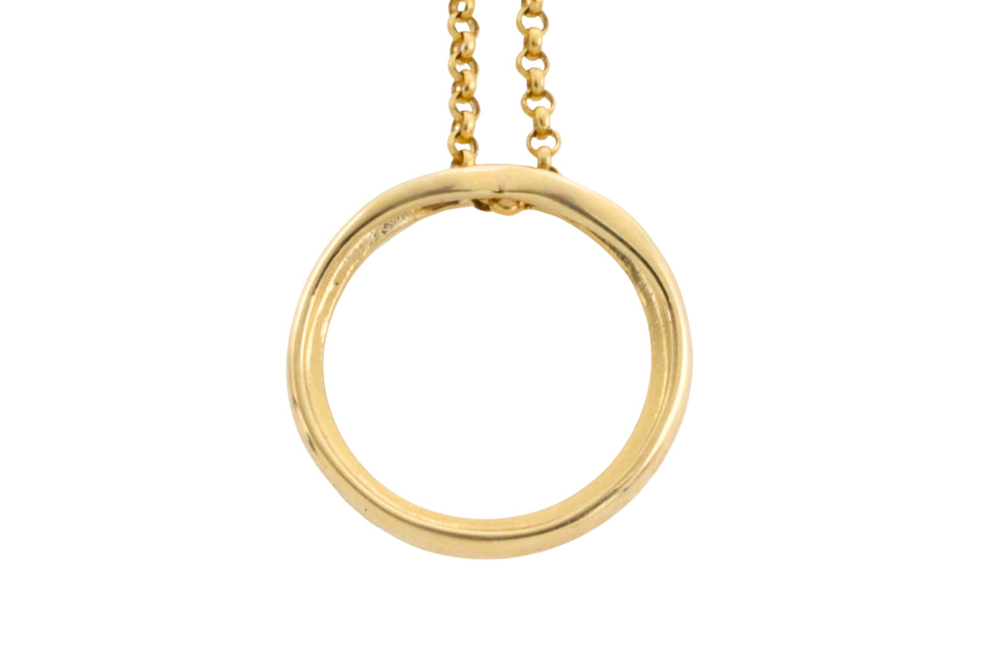 Circular diamond pendant and chain-Pendants-The Antique Ring Shop