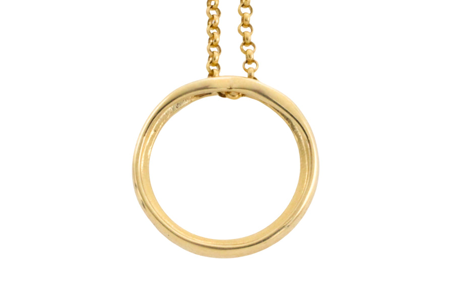 Circular diamond pendant and chain-Pendants-The Antique Ring Shop