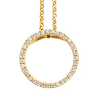 Circular diamond pendant and chain-Pendants-The Antique Ring Shop