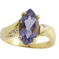 Iolite and diamond ring in 14 carat gold-Vintage Rings-The Antique Ring Shop