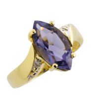 Iolite and diamond ring in 14 carat gold-Vintage Rings-The Antique Ring Shop