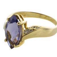 Iolite and diamond ring in 14 carat gold-Vintage Rings-The Antique Ring Shop