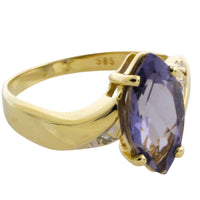Iolite and diamond ring in 14 carat gold-Vintage Rings-The Antique Ring Shop