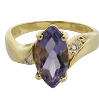Iolite and diamond ring in 14 carat gold-Vintage Rings-The Antique Ring Shop