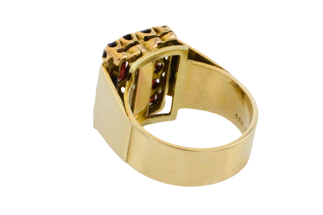 Vintage 14 carat gold ring with garnets-Vintage Rings-The Antique Ring Shop