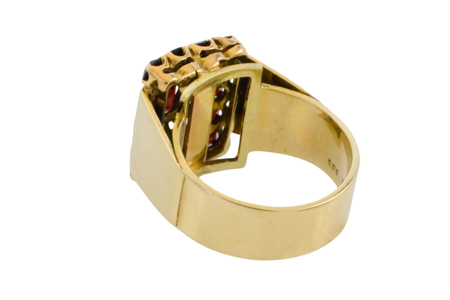 Vintage 14 carat gold ring with garnets-Vintage Rings-The Antique Ring Shop
