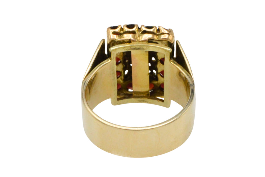 Vintage 14 carat gold ring with garnets-Vintage Rings-The Antique Ring Shop