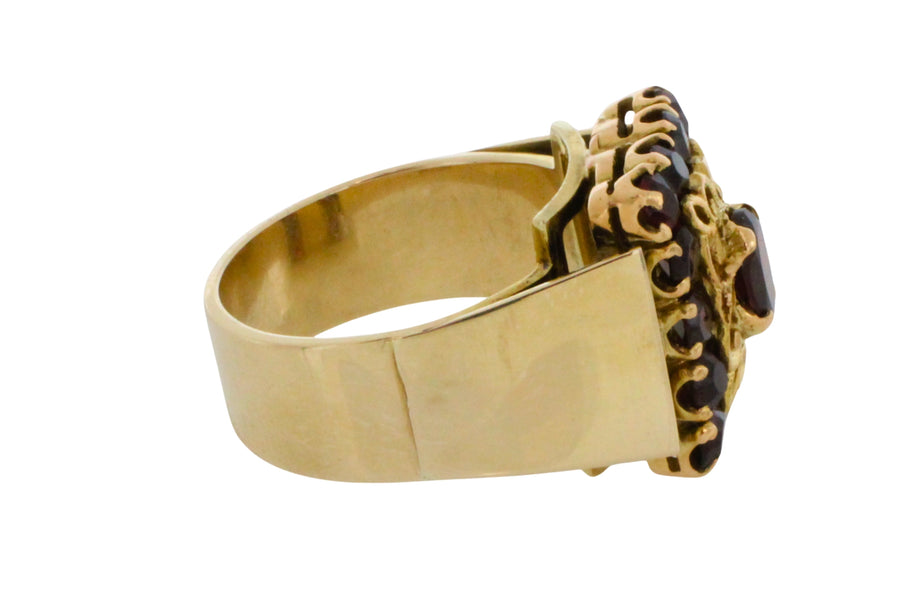 Vintage 14 carat gold ring with garnets-Vintage Rings-The Antique Ring Shop