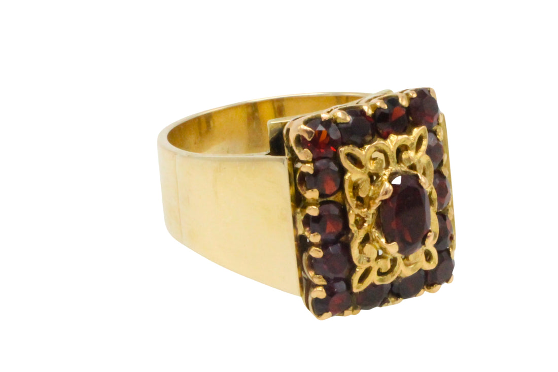Vintage 14 carat gold ring with garnets-Vintage Rings-The Antique Ring Shop