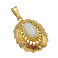 White opal pendant in 14 carat gold-Pendants-The Antique Ring Shop