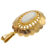 White opal pendant in 14 carat gold-Pendants-The Antique Ring Shop