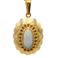White opal pendant in 14 carat gold-Pendants-The Antique Ring Shop
