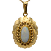 White opal pendant in 14 carat gold-Pendants-The Antique Ring Shop