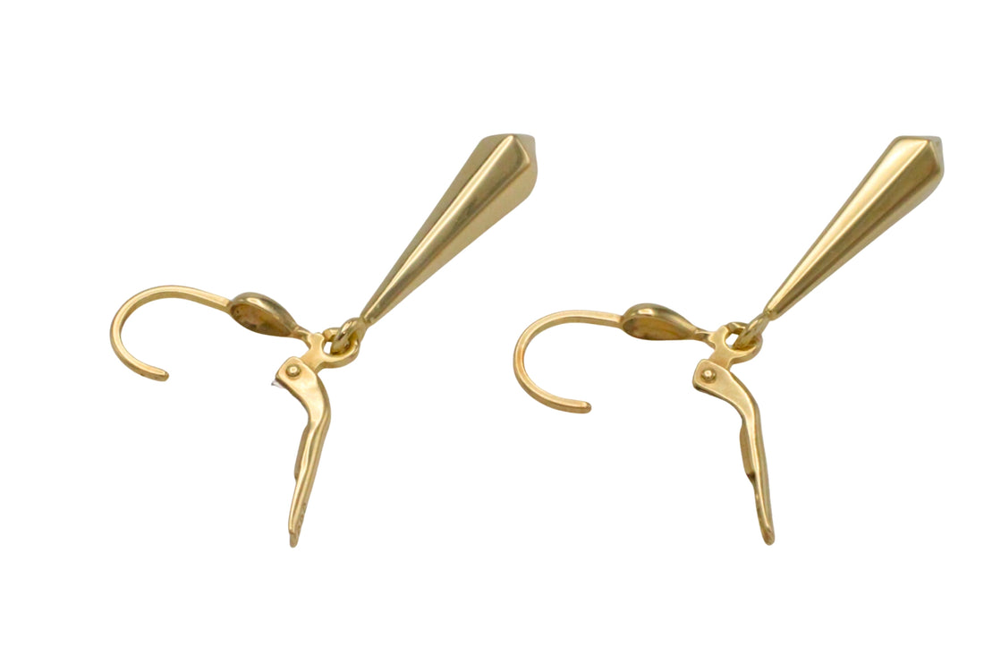 Vintage 14 carat gold pendant earrings-Earrings-The Antique Ring Shop