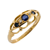 Sapphire and rose diamond ring from 1914-Antique rings-The Antique Ring Shop