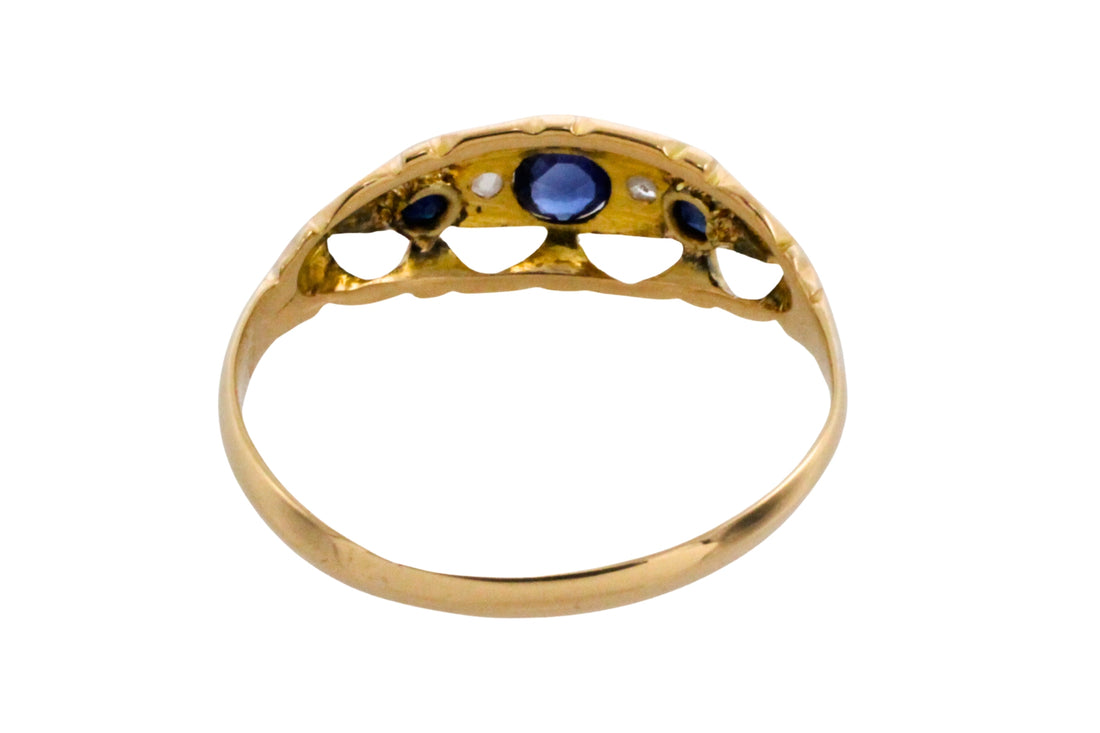Sapphire and rose diamond ring from 1914-Antique rings-The Antique Ring Shop