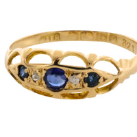 Sapphire and rose diamond ring from 1914-Antique rings-The Antique Ring Shop