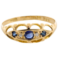 Sapphire and rose diamond ring from 1914-Antique rings-The Antique Ring Shop
