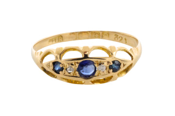 Sapphire and rose diamond ring from 1914-Antique rings-The Antique Ring Shop